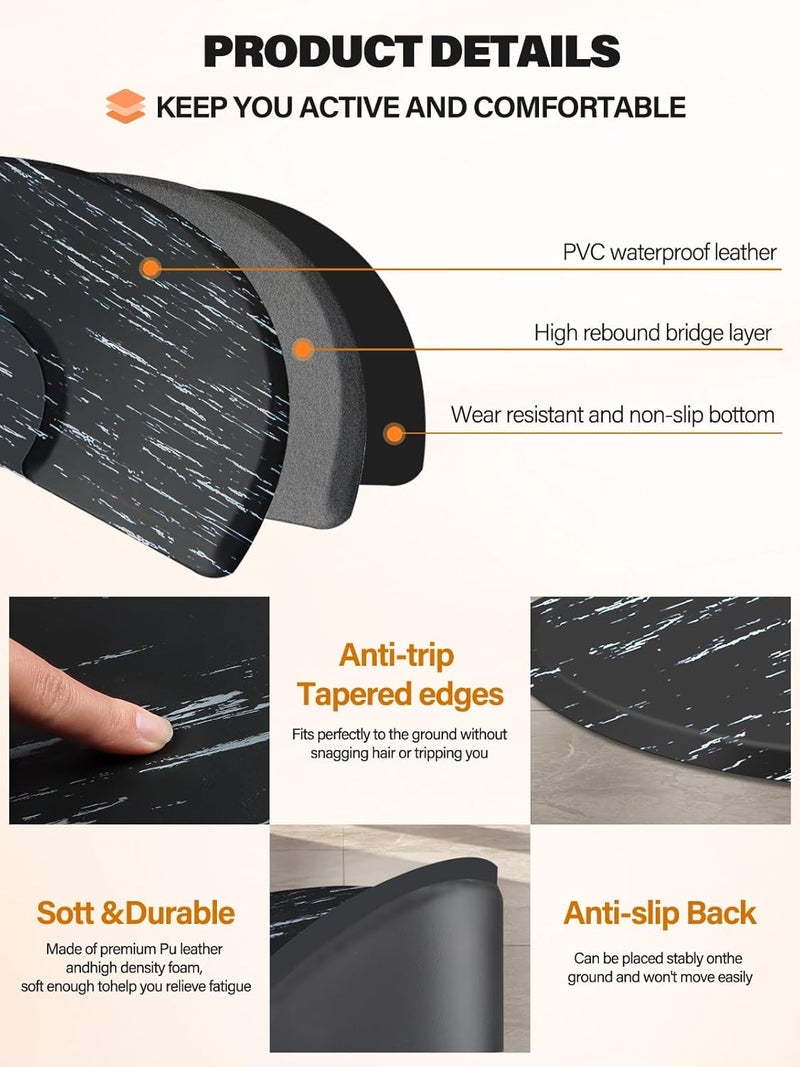 Lanstics 3ft x 5ft Salon Floor Mat, Anti Fatigue Barber Shop Chair Mat for Circle Chair Base Hair Stylist Beauty Floor Mats Thick Half Round Office Comfort Floor Mat for Salon & Barber (Marble) - Image 4